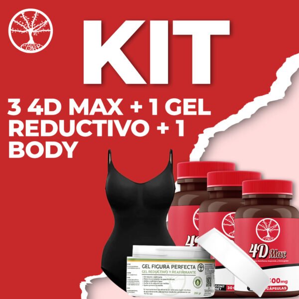 KIT 3 4D MAX + 1 GEL REDUCTOR + 1 BODY